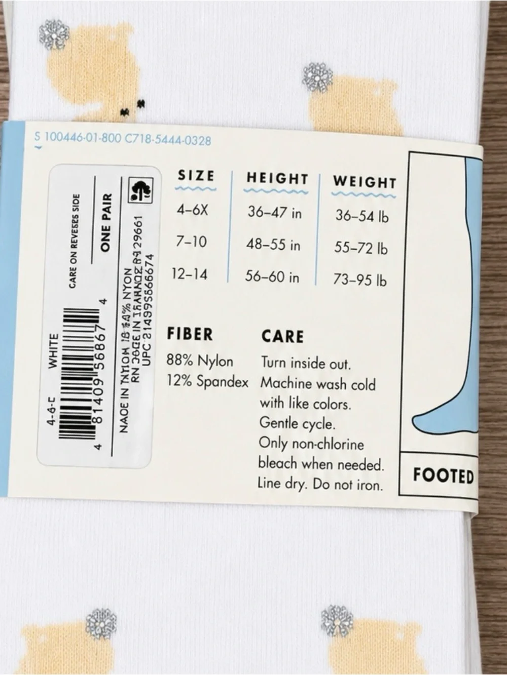 Cat & Jack Black, White and White With Bunny’s Girls Footed Tights 3-Pack, New!